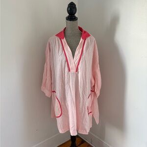 NWT Tuckernuck Pomander Place Pink Salt Lizzie Gauze Cotton Coverup Dress XXL